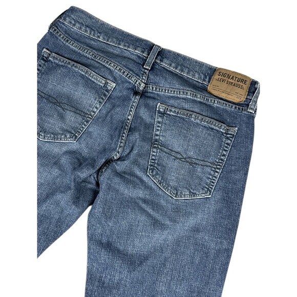 Levis Signature 34x32 Denim Blue Jeans Men's Zip Fly S59 Bootcut Straight - Picture 4 of 10